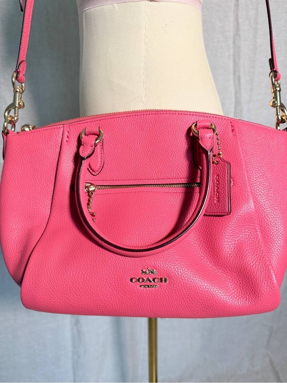 Coach Mini Bennett Satchel Hot Pink Leather Bag Crossbody Tote Gold Hardware